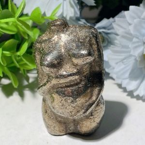 Natural pyrite stone crystal pregnant body carving